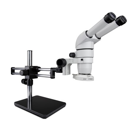 Scienscope 20 Degree Head Stereo Zoom Microscope With LED Ring Light On Dual Arm Stand CMO-PK5D-E1